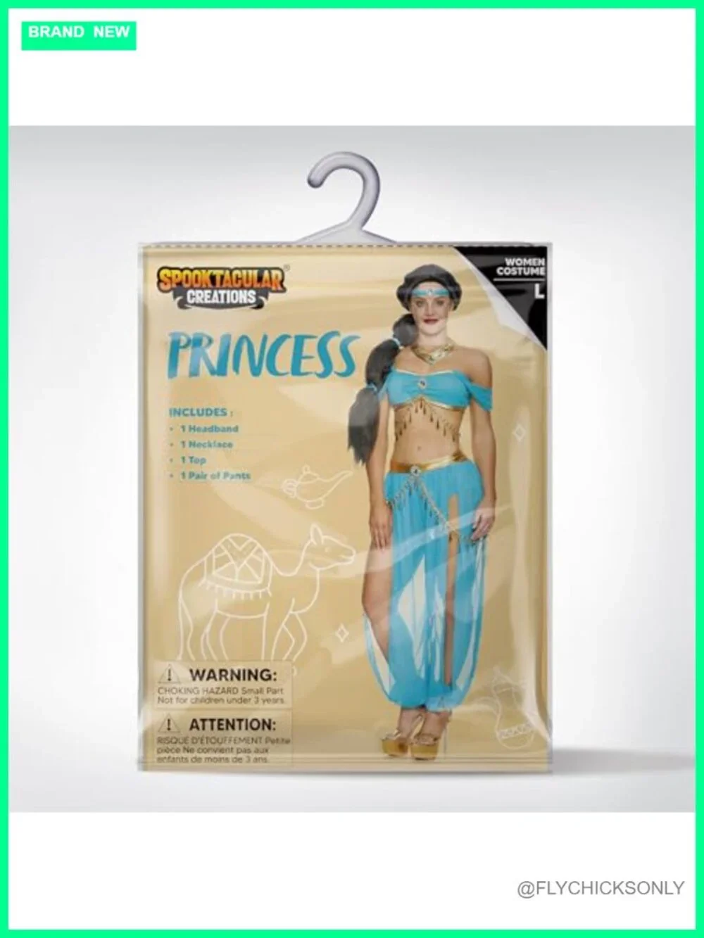 Arabian Princess Women's Halloween Costume 4pc Set with Headband Necklace